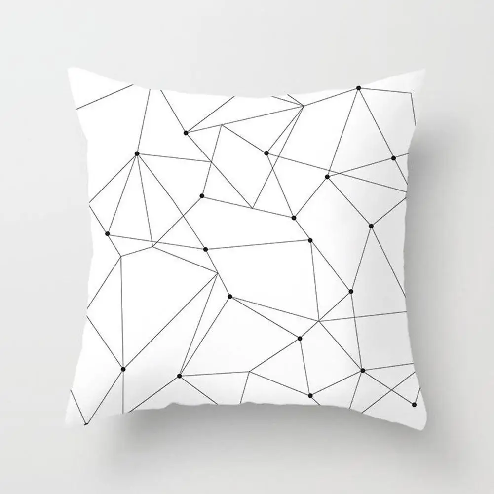Черно-белая наволочка для подушки с геометрическим узором, наволочка с геометрическим принтом, наволочка из полиэстера, наволочки для дивана 45x45 см, наволочка для подушки
