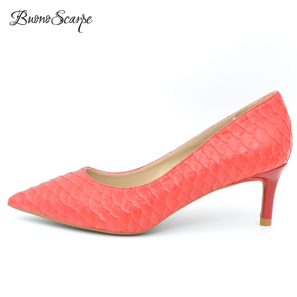

Buono Scarpe Sexy Lady Slip On Shallow High Heel Pumps Snake Pattern Thin Heel Pumps Pointed Toe Women HotHigh Heels Size32~46EU