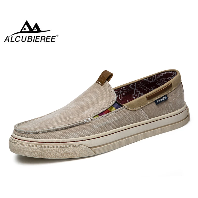 

ALCUBIEREE Lightweight Slip On Canvas Shoes Casual Cloth Loafers Breathable Boat Shoes Men Comfort Moccasins Walking Sneakers