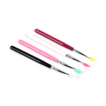 

1PC makeup Wood Eyeshadow Eye Shadow Powder Eyebrow Lip Silicone Head Brush Face Makeup Tools