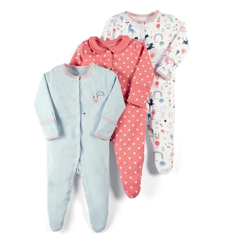 Комплекты детских комбинезонов; пижамы с длинными рукавами для младенцев; Одежда для новорожденных; сезон весна-осень; розовый комбинезон с цветочным принтом для маленьких девочек и мальчиков; одежда для сна - Цвет: 5
