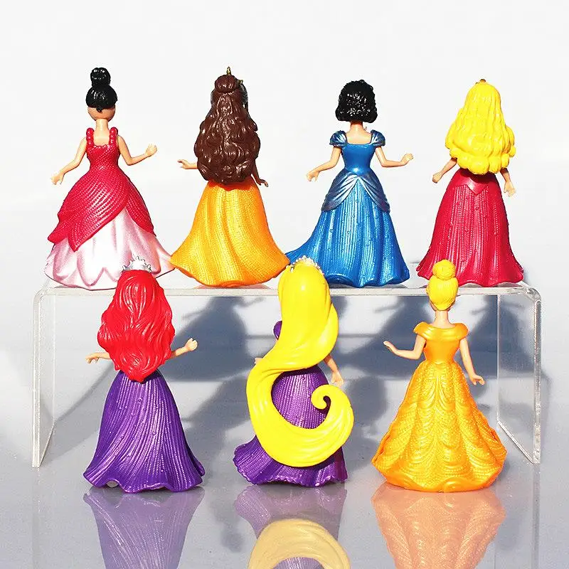 JOY YIFOR7pcs/set Snow White Princess Action Figure Ariel Rapunzel Merida Cinderella Aurora Belle Princess Sexy Toys Girls Doll