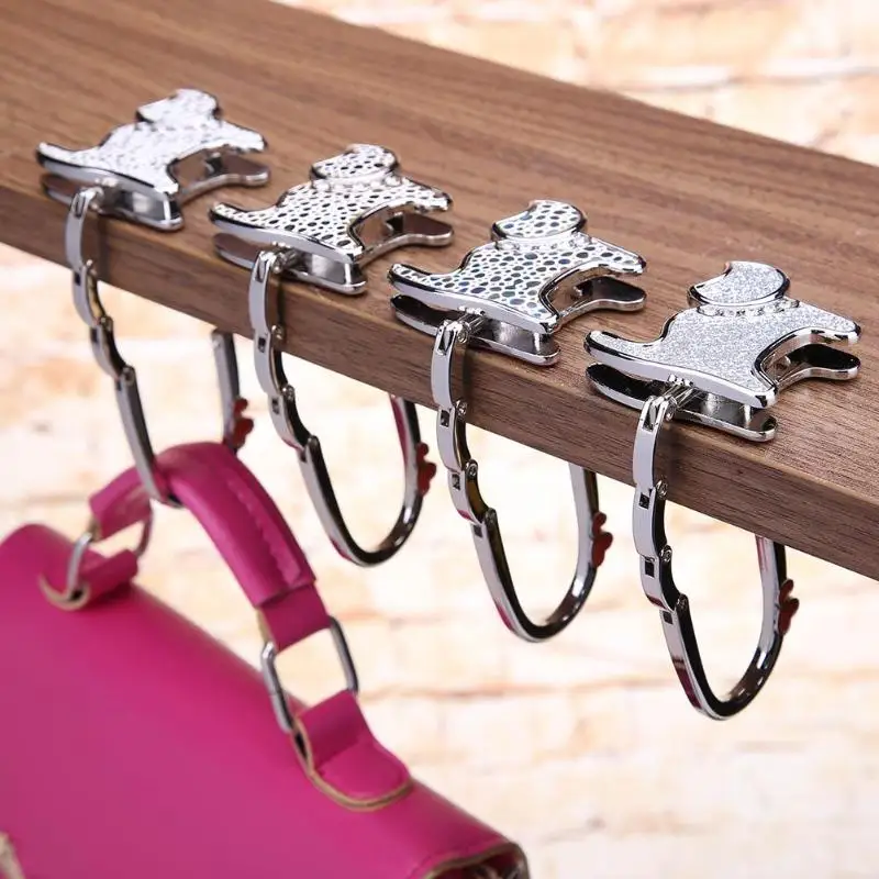 

1 Pcs Hanging Hook Printed Cat Shape Clothes Bag Holder Wall Decorative Packet Hangers Portable Handbag Desk folding Hooks
