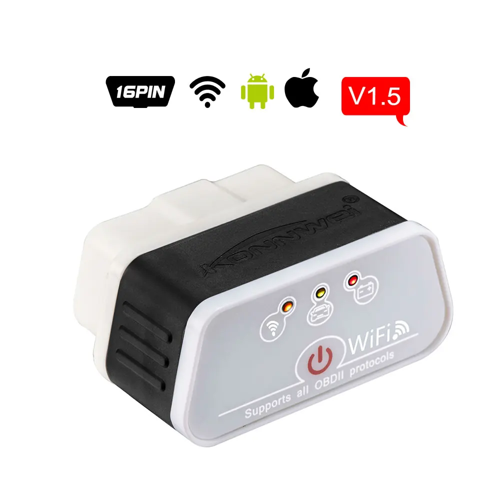 ELM327 V1.5 wifi OBD2 автоматический диагностический инструмент OBD KONNWEI KW903 wifi для IOS/Android KW903 wifi ELM 327 v1.5 Автомобильный сканер - Цвет: kw903 white black