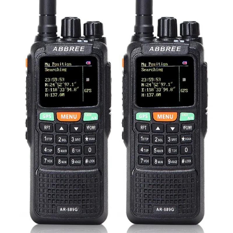 2Pcs Abbree AR 889G Walkie Talkie GPS 10W High Power Cross Band