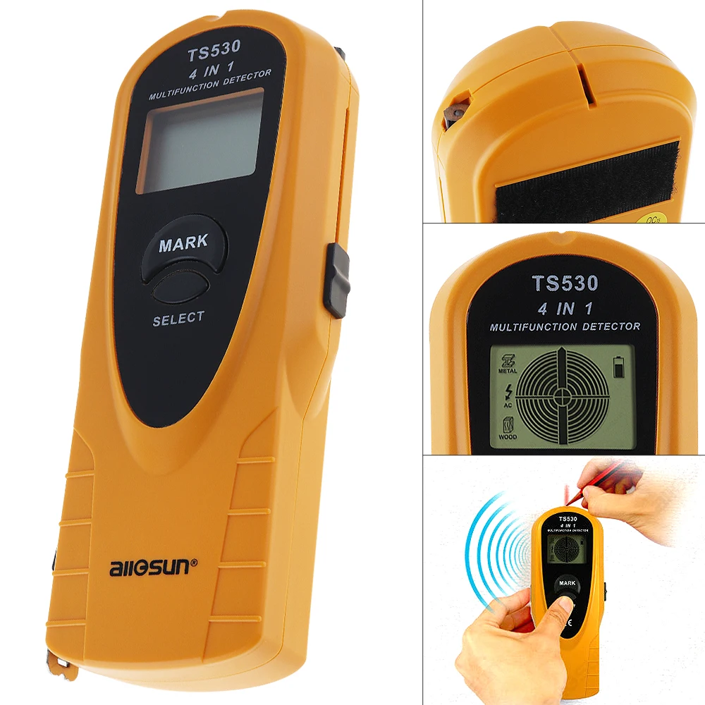 TS530 4 in 1 Super Digital Multifunction Metal Detector AC Voltage Detector with Indicate Light and 2m Tape Measure Inside