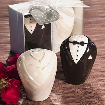 100 sets Wedding Gift Souvenirs For Guest Bride And Groom Ceramic Seasoning Cans Salt Pepper Shaker | Дом и сад