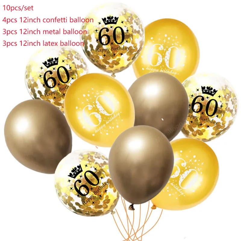 Gold birthday 60 60, 50, 40, 30 черные и золотые шары на день рождения, конфетти, баллоны для дня рождения, украшения для вечеринок, для взрослых, балоны, гелиевые шары - Цвет: Gold birthday 60
