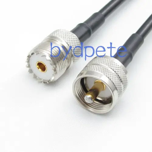 UHF PL259 male to UHF SO239 female straight crimp RG58 cable jumper