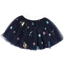 Fashion Toddler Girls Tutu Skirt Designer Galaxy Star Embroidery Tulle Pettiskirt Skirts Baby Girl Princess Skirt