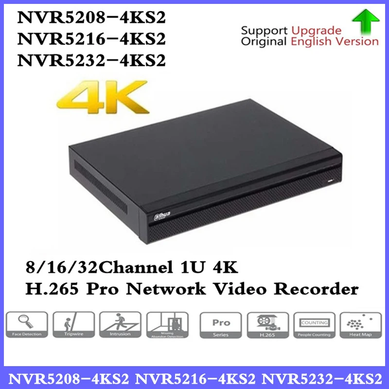 

Original DH 4K Multi-Language NVR NVR5208-4KS2 NVR5216-4KS2 NVR5232-4KS2 8/16/32 Channels H.265 Free DHL shipping