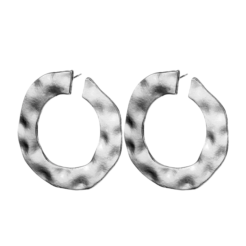 

Vintage Ruffle Punk Twisted Round Earrings For Women Jewelry Gifts Irregular Curved Circle Geometric Big Round Circle Earrings