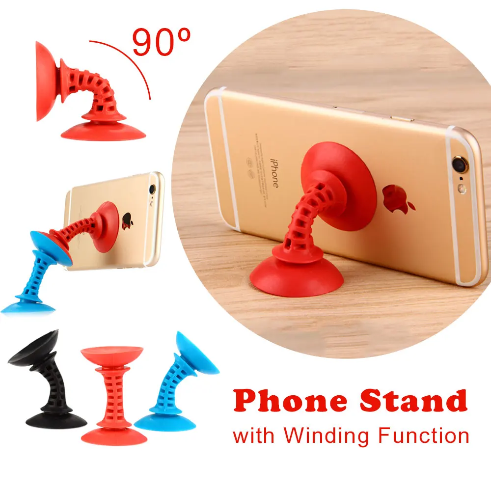 

ET Double Sucker Phone Stand Universal Silicon Double-sided Cup Holder Sucker Stand With Winding Function For Mobile Cell Phone