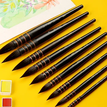 

Artsecret black fat watercolor pen round head squirrel hair animal hair brush set watercolor brush hand-painted art supplies