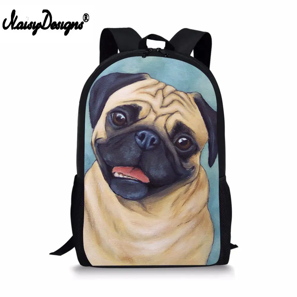 

Cute Pug Dog Animal Print Women Backpack Children Teen Boys Schoolbag Girly Rucksacks Trendy Bookbags Mochila 2019 Dropshipping