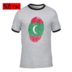 2019 Лето 100% хлопок флаг Мальдив отпечаток пальца печать мужская футболка Повседневная крутая Мужская футболка с круглым вырезом мужские
