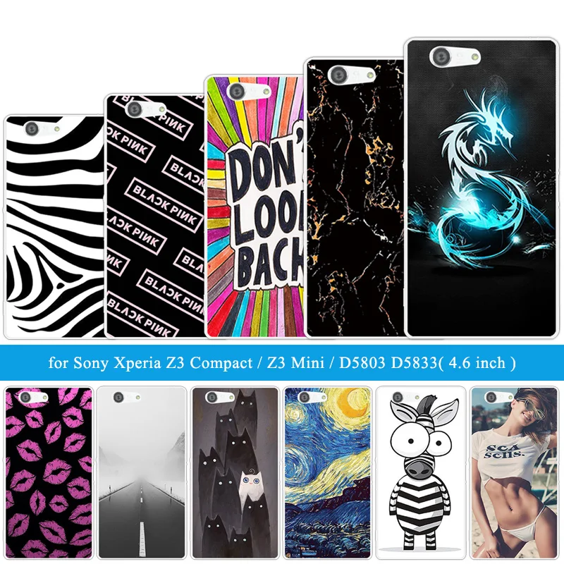 Case for Sony Xperia Z3 Compact / Mini Back Transparent Silicone Soft TPU Zebra Cover For Phone Cases | Мобильные телефоны и
