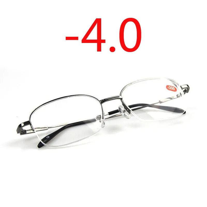 1,0-1,5-2,0 до-6,0 ультралегкие очки с металлической оправой, мужские Модные очки с серой оправой, квадратные близорукие очки - Цвет оправы: myopia 400