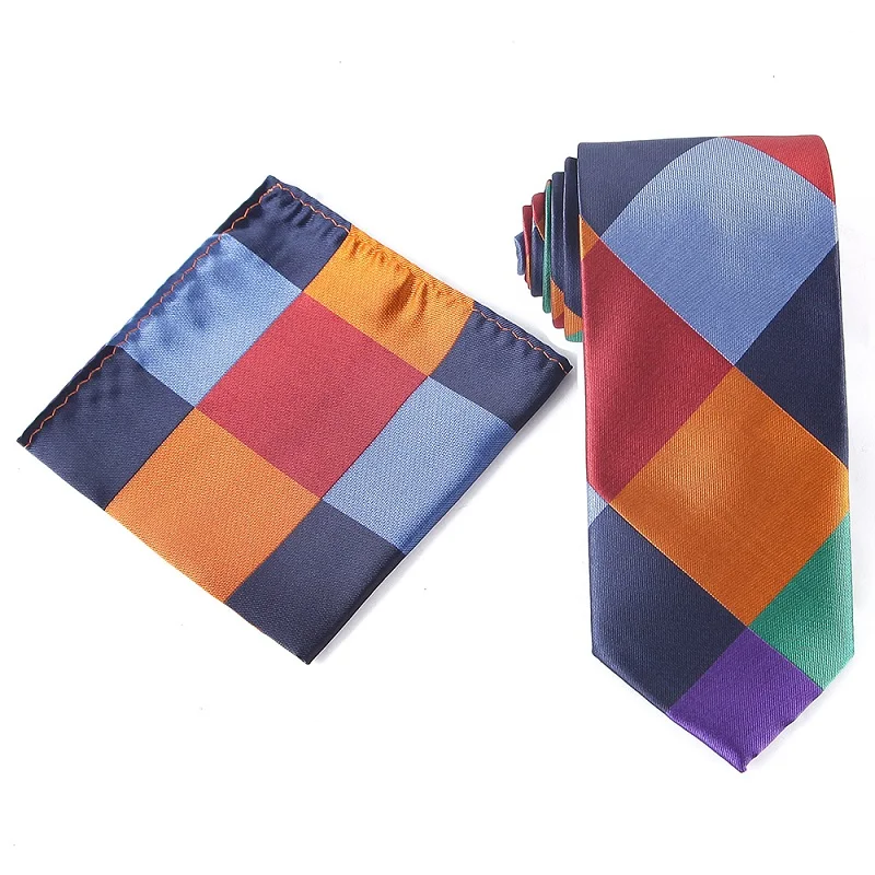 Портной Смит, Новое поступление, набор галстуков на шею 7,5 см, галстук и носовой платок, мужской набор галстуков, модный клетчатый полосатый мужской галстук, подарки для мужчин - Цвет: WTHS-044 tie set