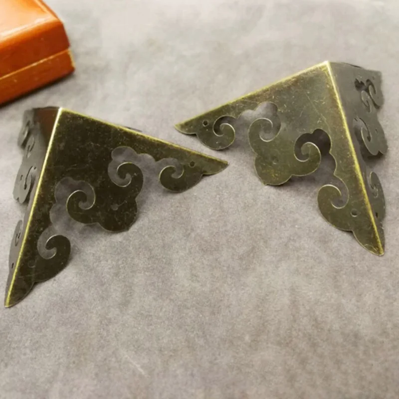 

1Set Classical Openwork clouds pattern furniture wrap angle copper antique wooden gift box decorative corners box corner