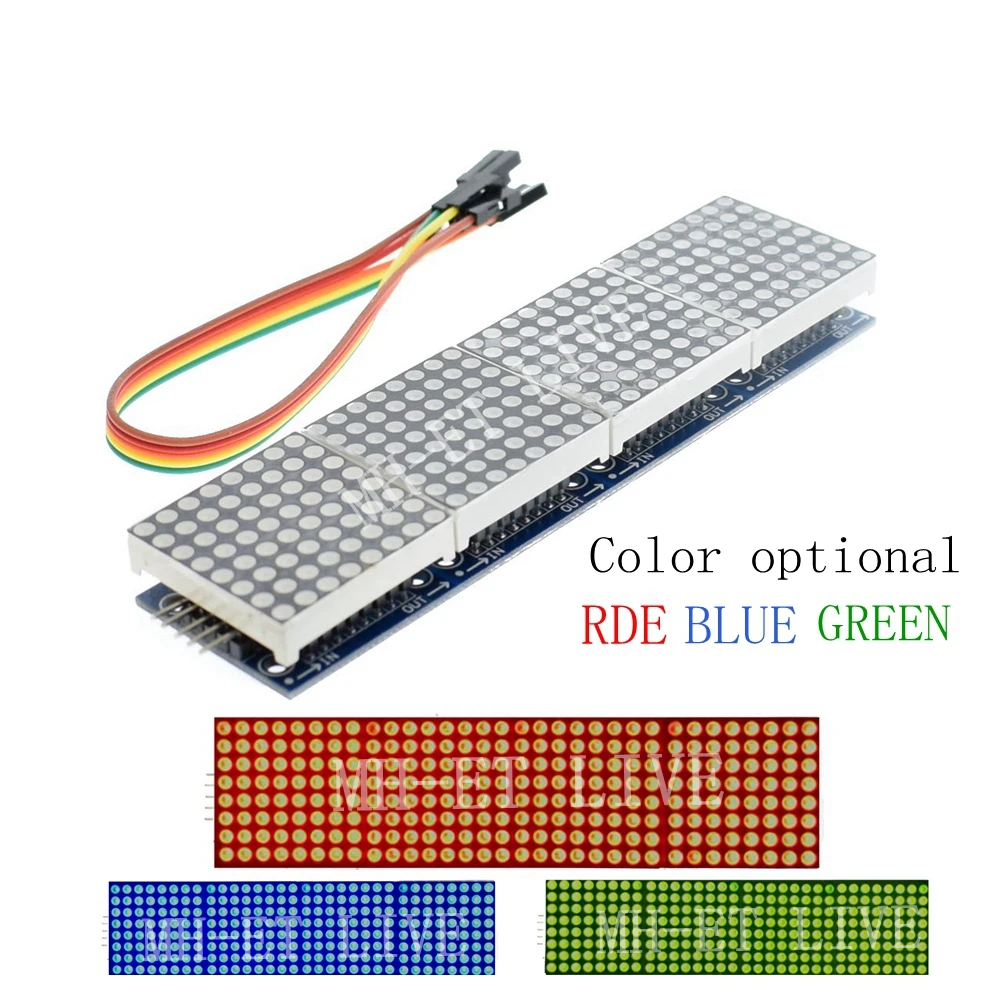 

MAX7219 Dot Matrix display Module Digital tube display For Arduino Microcontroller 4 In One Display with 5P line BLUE/RED/GREEN