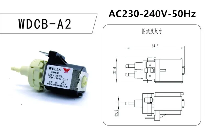 Пароочиститель электромагнитных насос напряжение AC230-240V-50Hz Мощность 9 Вт