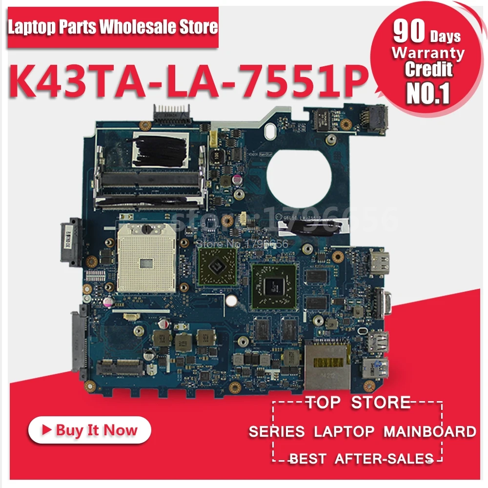 Main Board For ASUS K43T K43TA K43TK X43T LA 7551P Laptop Motherboard