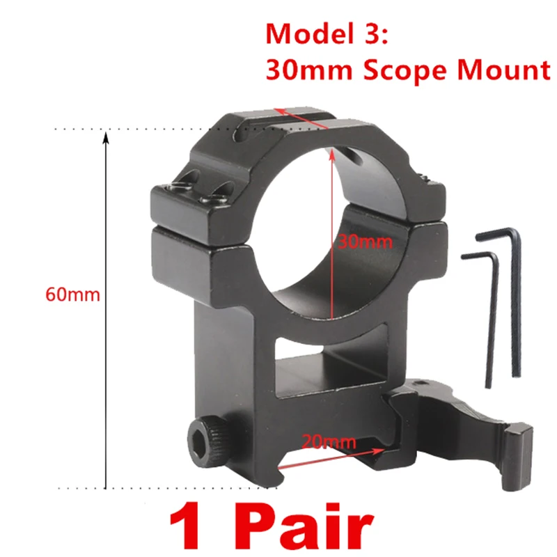 2 шт./лот, быстроразъемное крепление для прицела для охоты 30 мм, 25,4 мм, крепление для прицела, кольцо 20 мм, адаптер для Пикатинни, для винтовки