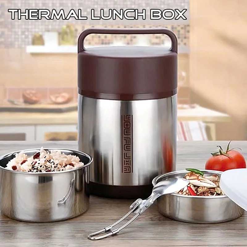 

3 Layers Lunch Box Stainless Steel Long Time Thermal Insulation Leak Proof Portable Picnic School Boxes 1.6L 1.8L 2L Tableware