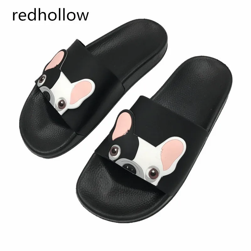 

Fashion Animal Bulldog Slippers Summer Sandals Flip Flops Beach Women Cartoon Shoes Outside Cute Funny Bathroom Floor Home