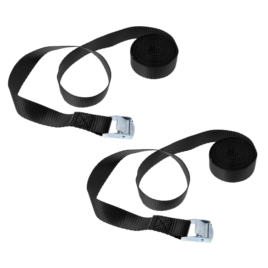 1 Pair High Strength Black 16.4ft x 1'' Roof Rack Cam-locking Tie Down Strap for Kayak Boat Luggage Cargo Truck