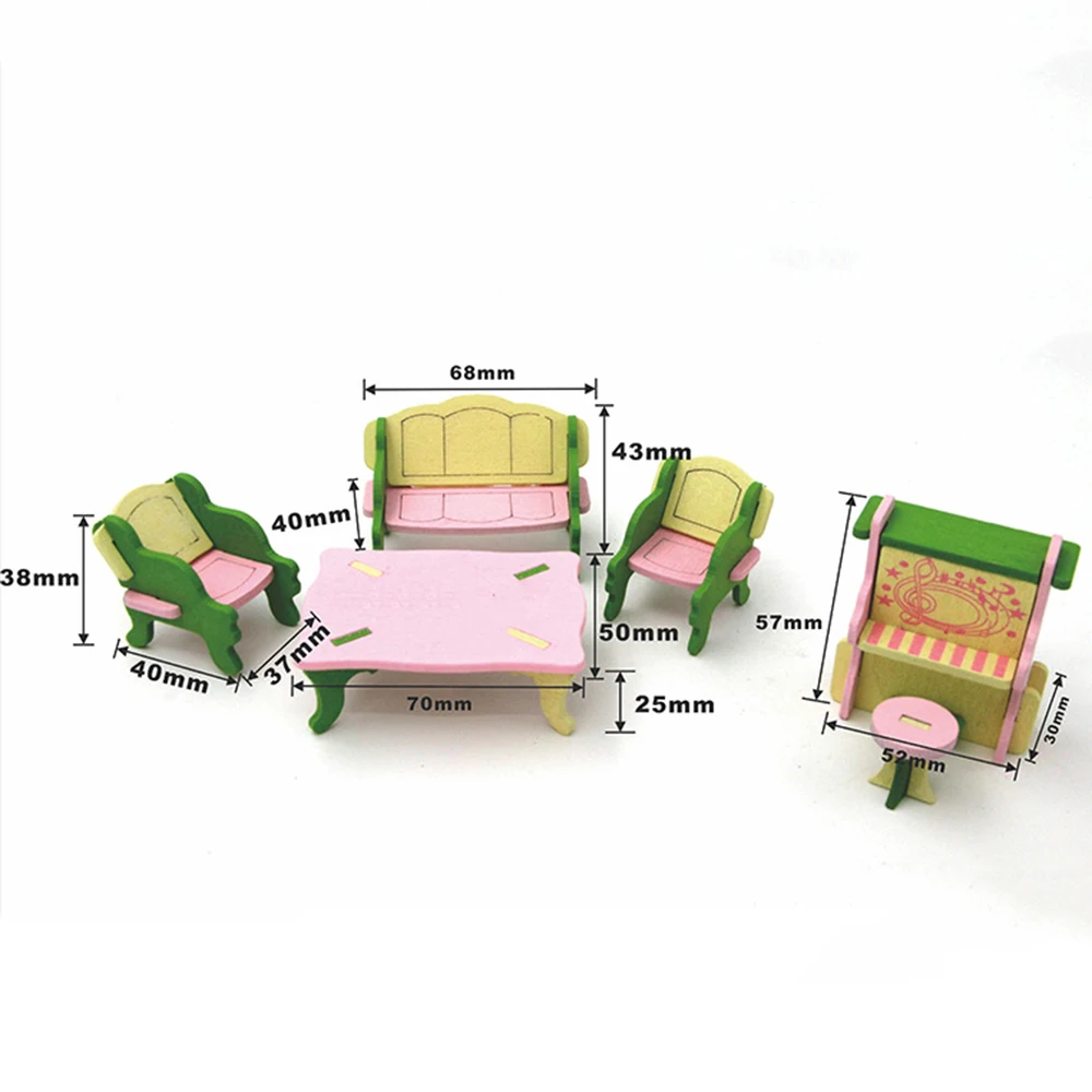 1:12 Кукольный домик миниатюрная мебель деревянная Гостиная мебель игрушка Диван Чай стол фортепиано набор для куклы декора для дома