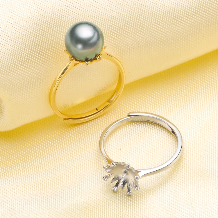 

Simple Design Rings Holder S925 Sterling Silver Pearl Rings Settings Women DIY Rings Jewelry Components 3Pieces/Lot