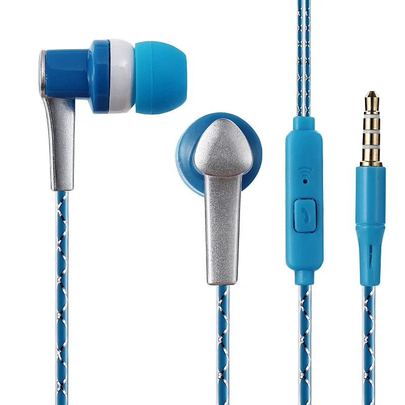 Fashion Braided Wired Earphone HiFi Stereo Super Bass Earphone Music In-ear Headset With Mic Portable Audio And Video Device