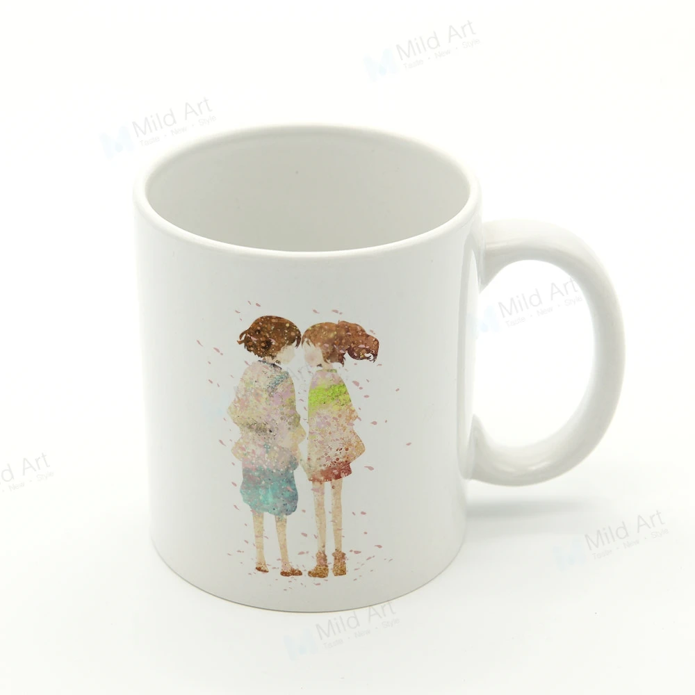 

Watercolor Lovers Sakura Pop Japanese Anime Miyazaki Art Kitchen Ceramic Water Cup Creative Love Girl Gifts Coffee Tea Beer Mugs