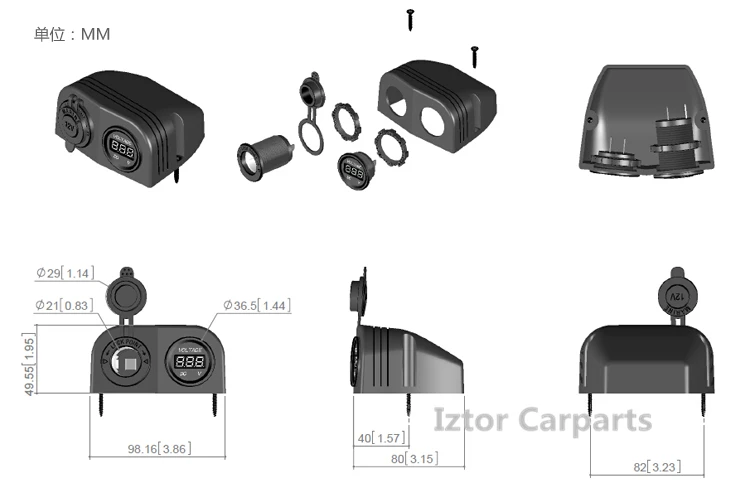 IZTOSS 12/24 V морской катер Caravan автомобильный разъем питания для сигарет+ светодиодный цифровой дисплей Вольтметр гнездо детали