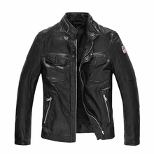 Кожаная мужская куртка из натуральной кожи, верхняя одежда, приталенная куртка из настоящей овчины, короткая мотоциклетная куртка, пальто для мотоциклистов TJ037