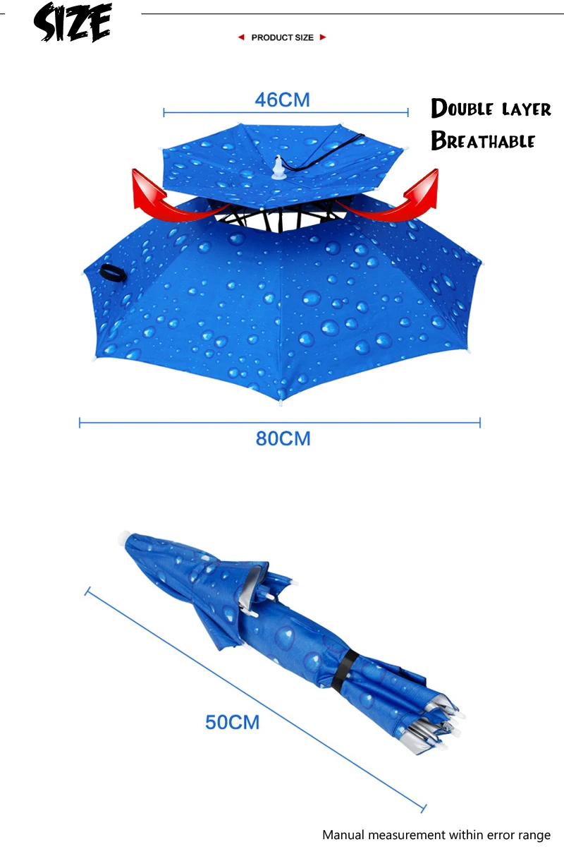 Открытый Большой двойной слой рыбалка зонтик шляпа Велоспорт Туризм Кемпинг пляж солнцезащитный козырек Солнечный дождливый Анти-УФ Кепка для мужчин женщин детей