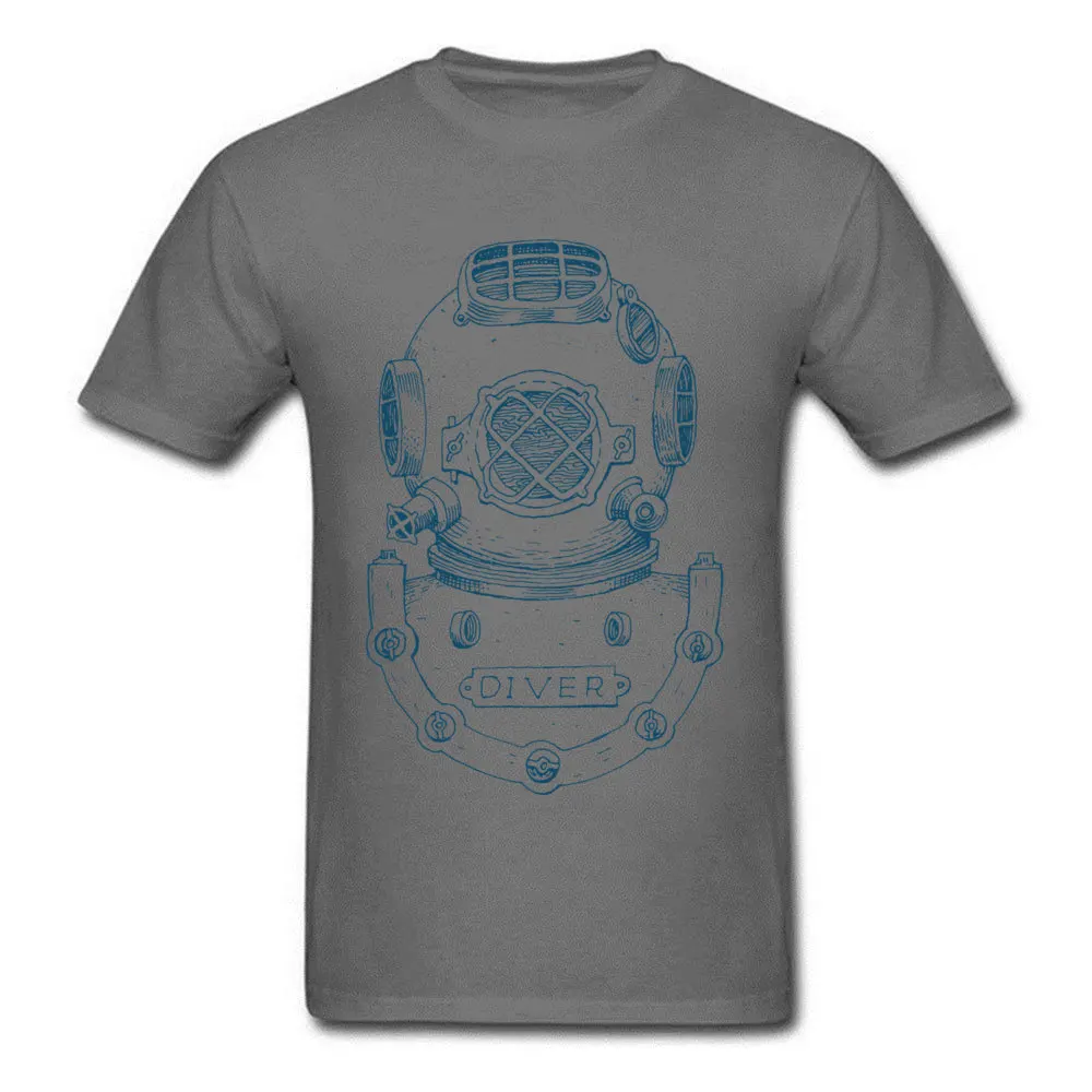 Normal Cotton Fabric Tees for Men Normal T Shirt Printed On Family Crew Neck Tees Short Sleeve Drop Shipping Vintage Deep Sea Diver Helmet Illustration carbon