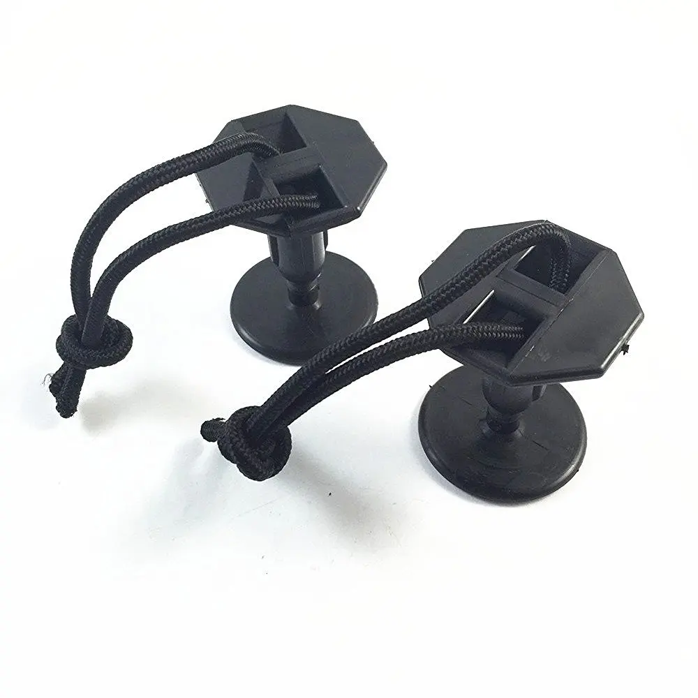 6pcs Black Surf Leash Plugs Attachment with Cord for Plastic Bodyboard Surfboard