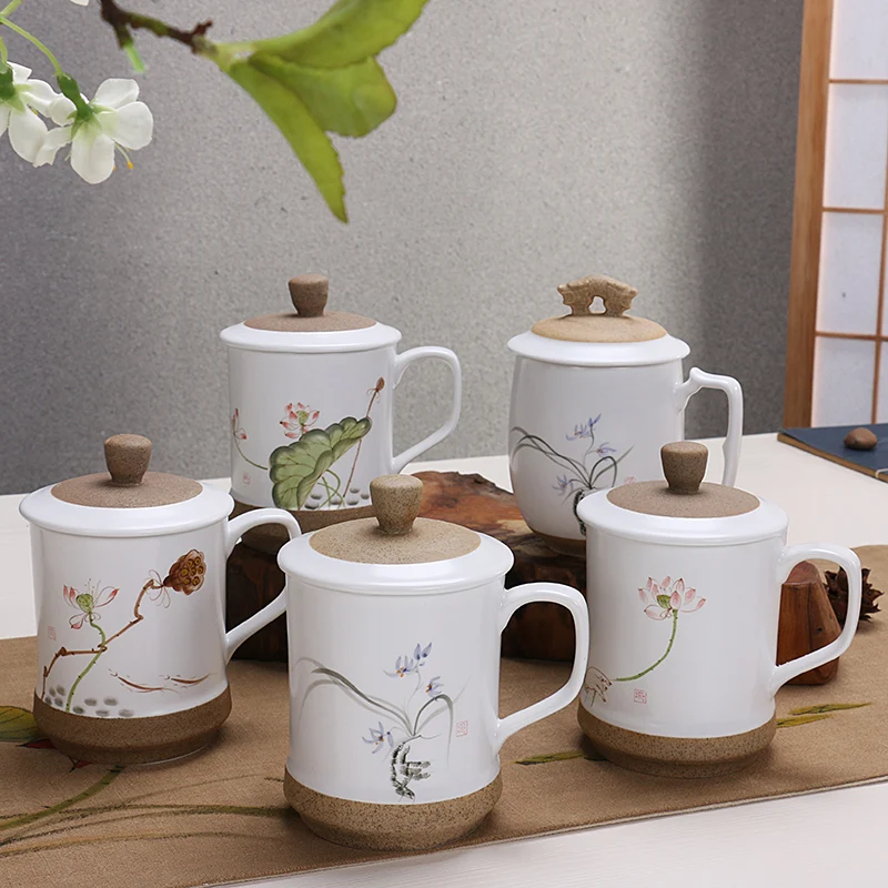 Tea set cup ceramic cover glass large capacity teacup tea cupin Mugs