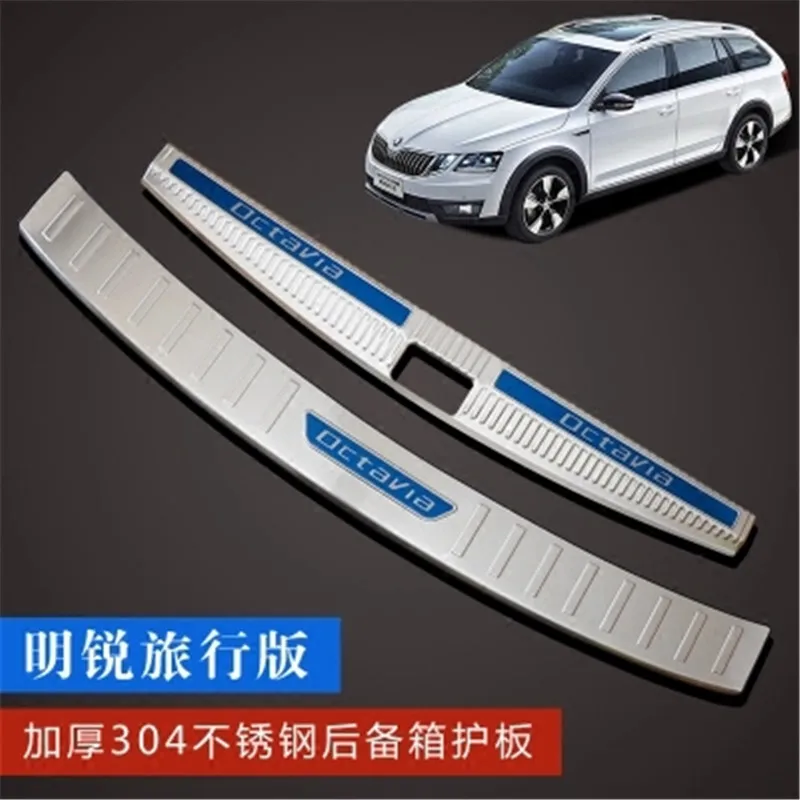 

Car Rear Bumper Protector Sill Trunk Rear guard Tread Plate Pedals for Skoda Octavia 2018 Travel version