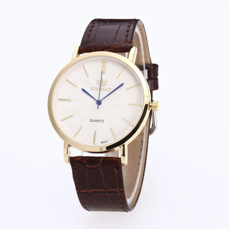 

Selling Simple Golden Dial Brown Leather Strap Business Quartz Watch Mens Watches Top Brand Luxury Erkek Saat Megir Clock 320