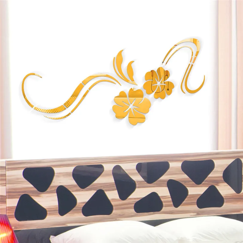Plant 3D Acrylic Mirror Wall Stickers DIY Art Wall Decor Stickers Home Decor Living Room Mirrored Decorative Sticker 50MC25 (2)