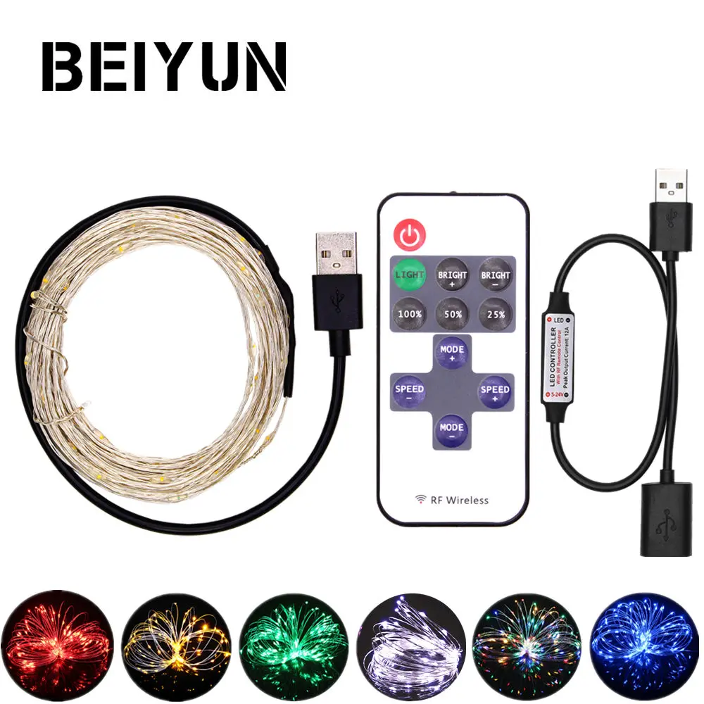 USB 5 В светодио дный Строка Рождественские огни 10 м 100 s Водонепроницаемый RGB нтип