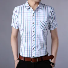 Uwback; женские классические рубашки Для мужчин короткий рукав Повседневное рубашки летнее клетчатое белый Бизнес Camisa Homme Slim Fit Для мужчин рубашка M-3XL XA591