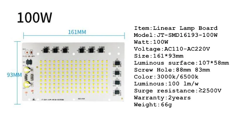 Светодиодный чип AC220V COB SMD2835 10 Вт 20 Вт 30 Вт 50 Вт 100 Вт 200 Вт линейный ламповый модуль прожектора без необходимости Светодиодный драйвер 10 шт