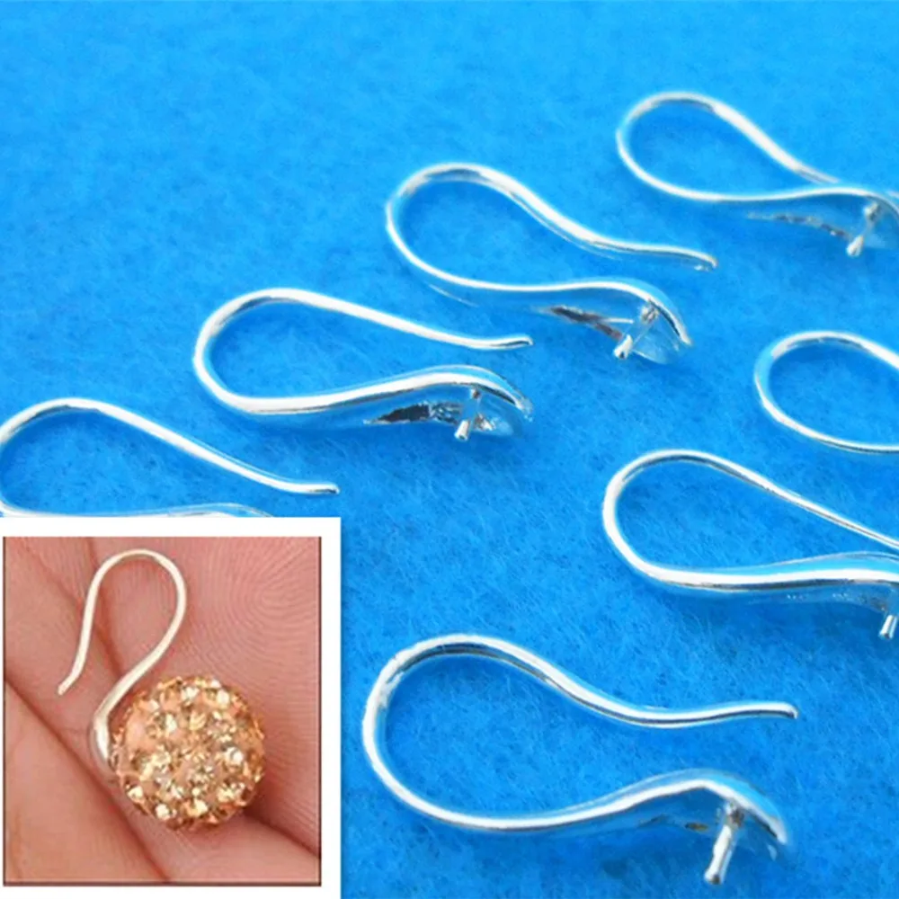 50pcs 925 Sterling Silver Jewelry DIY Accessories 925 Silver Hook For