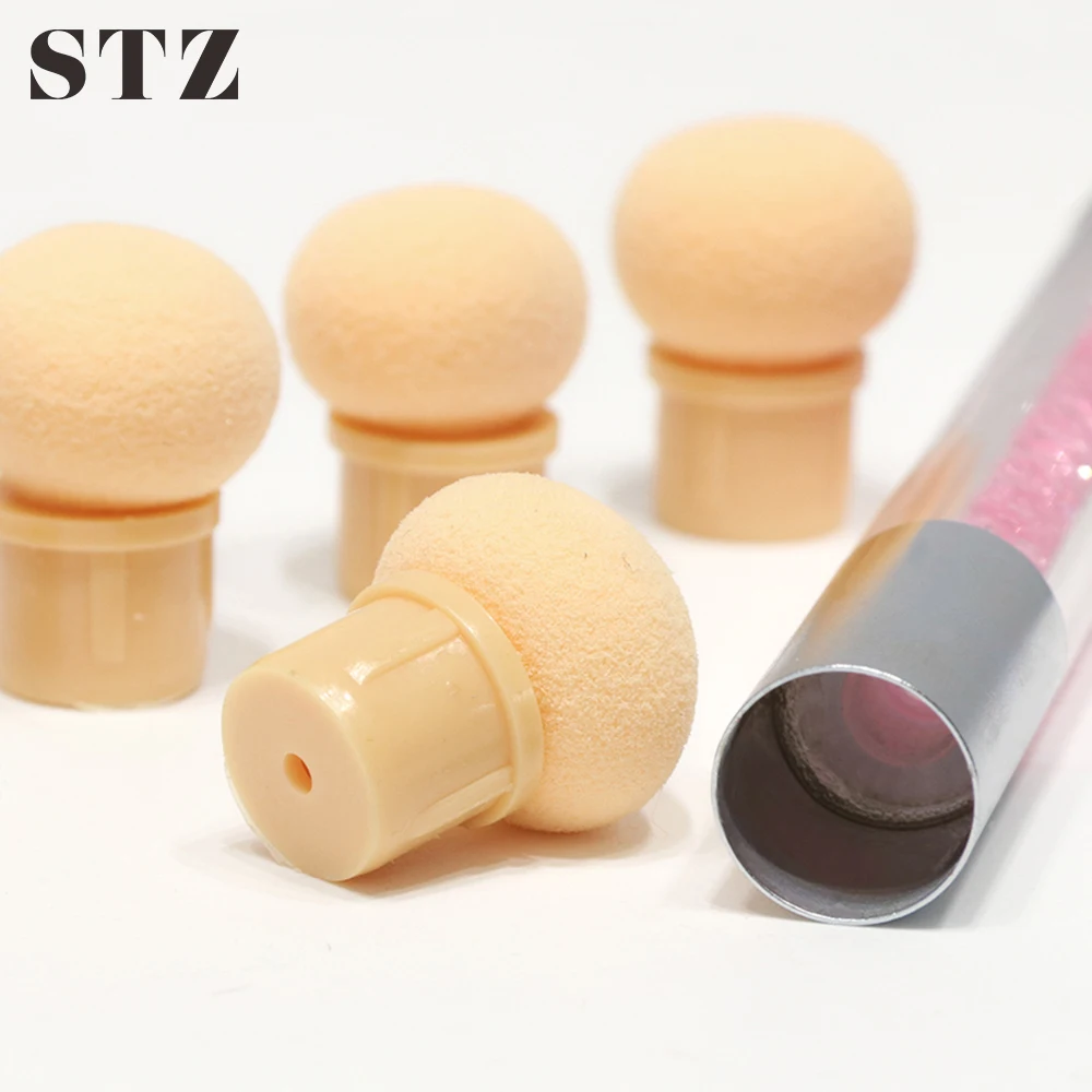 

STZ 1pcs Nail Brush+6pcs Replaceable Sponge Sets for Gradient Colorful Nails Picker Dotting Nail Art Pen Nail Tools #286