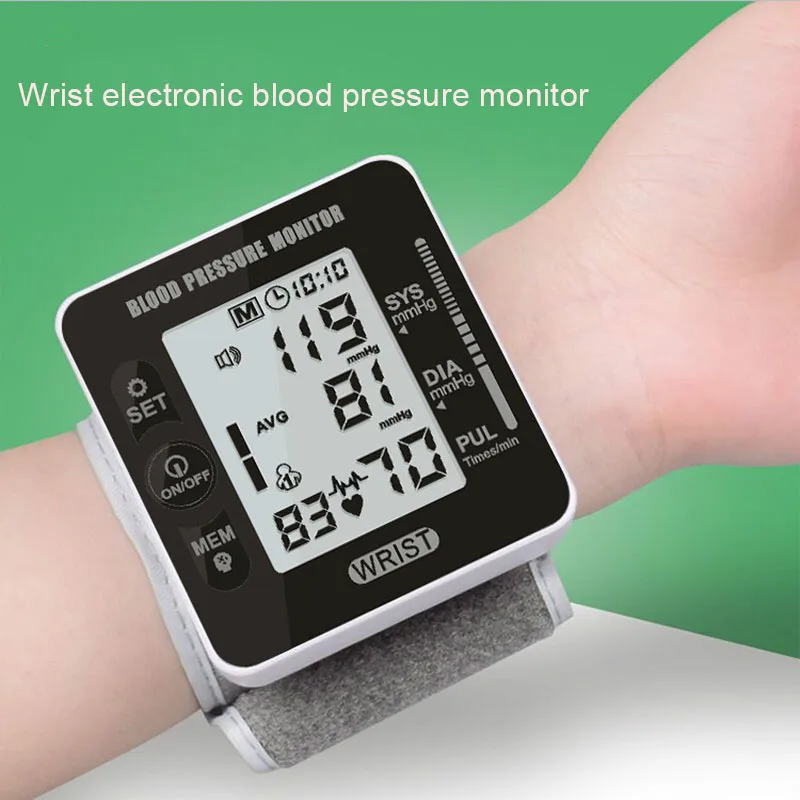 

Wrist Blood Pressure Cuff Monitor LCD Display Battery Powered Accurate Readings Digital BP Machine SN-Hot
